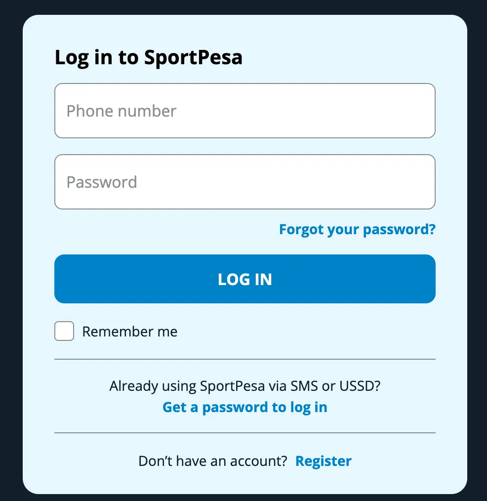Main interface banner of Sportpesagame Kenya after login