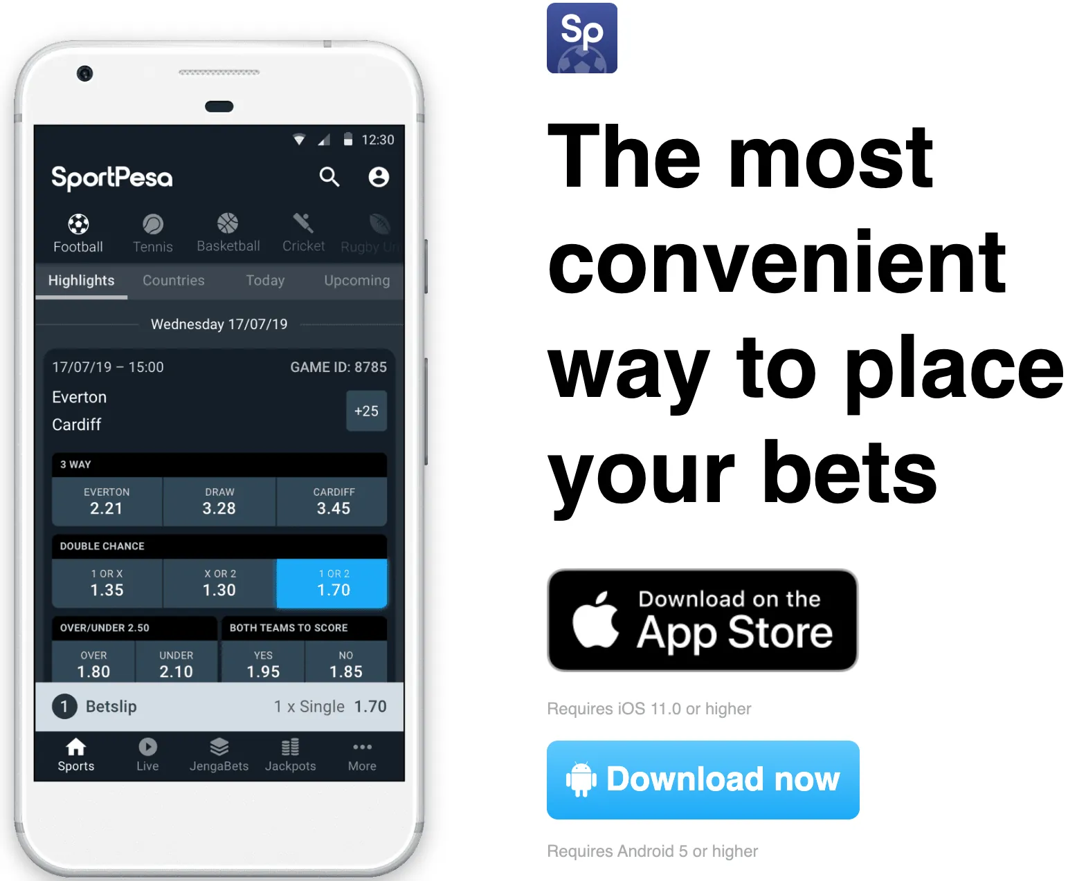 Options to download Sportpesagame Kenya mobile app